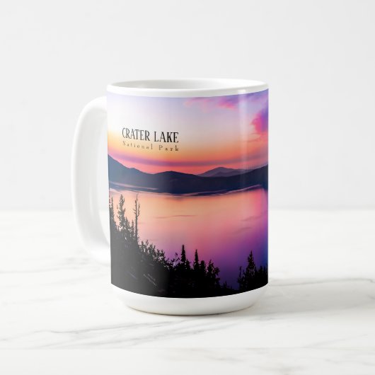 クレーターレイクナショナルパークオレゴン州サンセットコーヒー コーヒーマグカップ (正面左)