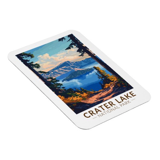 クレーターレイクナショナルパークトラベルアートヴィンテージ マグネット (右側)