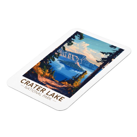 クレーターレイクナショナルパークトラベルアートヴィンテージ マグネット (左側)