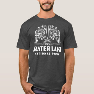 クレーターレイクナショナルパークレトロバードワードマークウィット Tシャツ