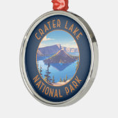 クレーターレイクナショナルパークレトロ動揺してサークル メタルオーナメント (左)