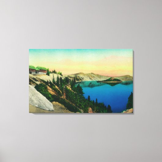 クレーターレイクロッジオーバールッキング湖 キャンバスプリント (正面)