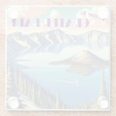 クレーターレイクヴィンテージポスター ガラスコースター (裏面)