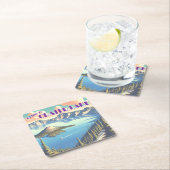 クレーターレイクヴィンテージポスター スクエアペーパーコースター (インサイチュ)