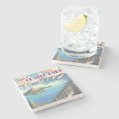 クレーターレイクヴィンテージポスター ストーンコースター (横)