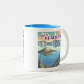 クレーターレイクヴィンテージポスター ツートーンマグカップ (正面右)