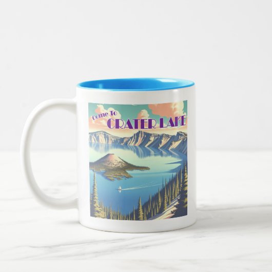 クレーターレイクヴィンテージポスター ツートーンマグカップ (左)