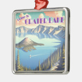クレーターレイクヴィンテージポスター メタルオーナメント (左)