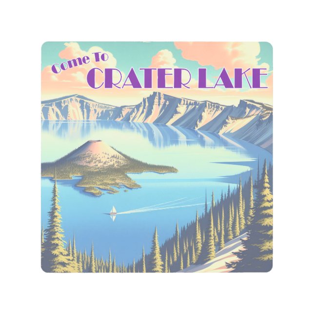 クレーターレイクヴィンテージポスター メタルプリント (正面)