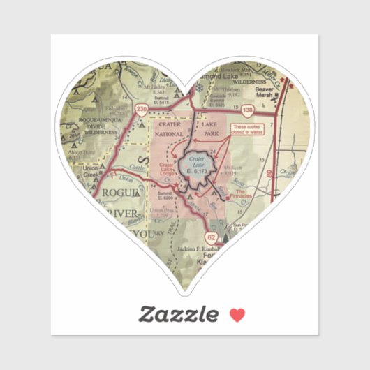 クレーターレイクヴィンテージマップ シール (シート)