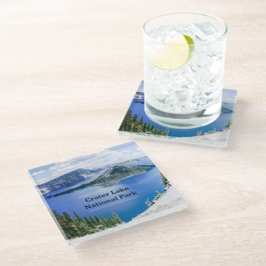 クレーターレイク国立公園土産ガラスコースター ガラスコースター (アングル)