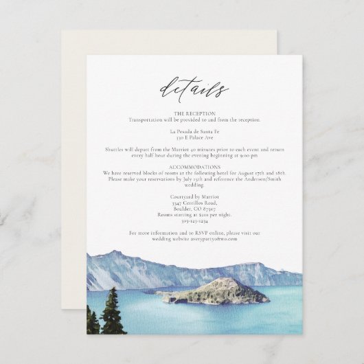 クレーターレイク国立公園目的地詳細カード 招待状 (正面/裏面)