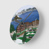 クレーターレイク国立公園 ラウンド壁時計 (傾斜)