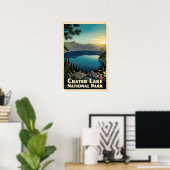 クレーターレイク国立公園 レトロ ポスター (ホームオフィス)