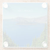 クレーター湖と青い空と水写真 ガラスコースター (裏面)