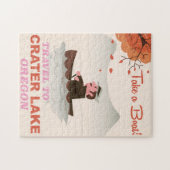 クレーター湖オレゴン州ヴィンテージ旅行ポスター ジグソーパズル (横)