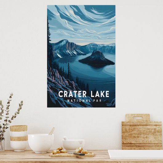 クレーター湖国立公園:青いオアシス ポスター (キッチン)