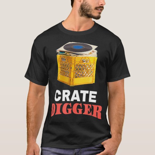 クレートディガーのビニール男性へレコードと女性 Tシャツ (正面)