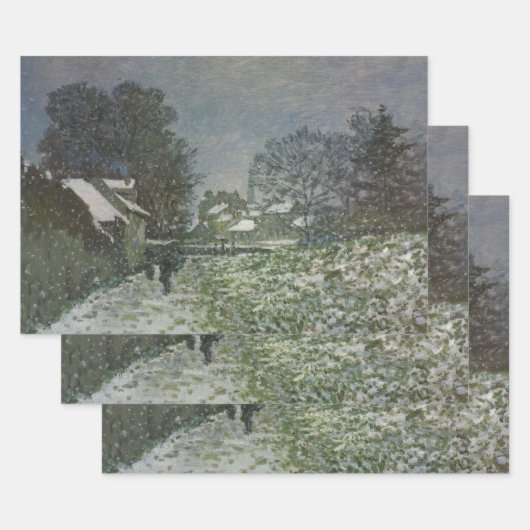 クレード・モネのアルジャントゥイユの雪 ラッピングペーパーシート (セット)