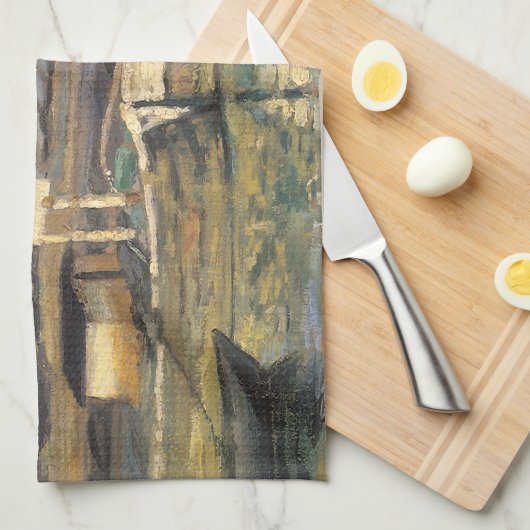 クレード・モネの「アニエール河畔」 キッチンタオル (四つ折り)