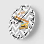 クレーパーソナライズされたン建築トラックパターン ラウンド壁時計 (傾斜)