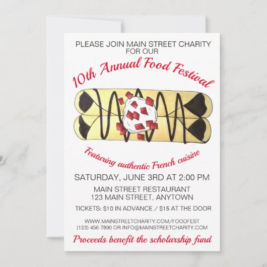 クレープパンケーキフランスフードフランスのフェスティバルクレープ 招待状 (正面)