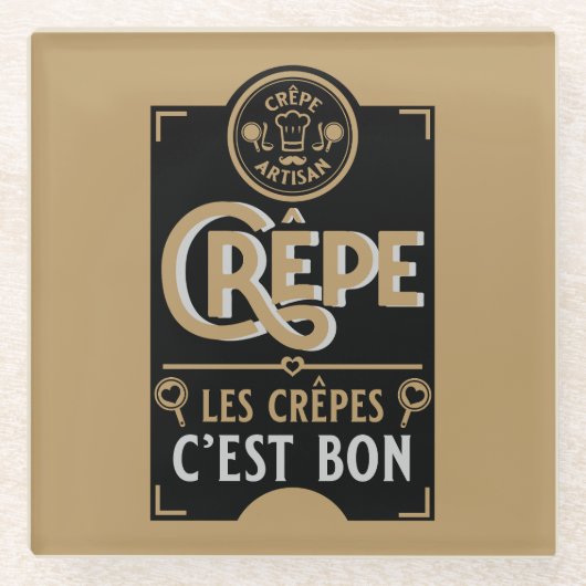クレープフランスのス ガラスコースター (正面)