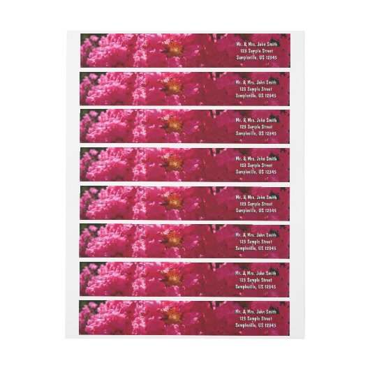 クレープマートルツリーマゼンタフローラ ラップアラウンドラベル (シート)