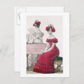 クレープ夕べの若い女性エレボ付きドレス ポストカード (正面/裏面)