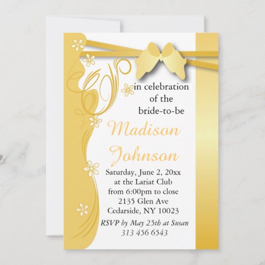 クレームゴールデンイエローパーティーガールイベント 招待状 (裏面)