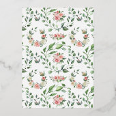 クレーム&バラ |ロマンチックな春花模様結婚ズ 箔招待状 (裏面)