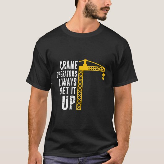 クレーンおもしろい運転士 – 建築運転士タワー Tシャツ (正面)