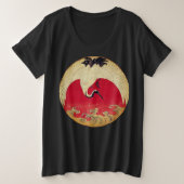 クレーンおよび波のスエットシャツ プラスサイズTシャツ (デザイン正面)