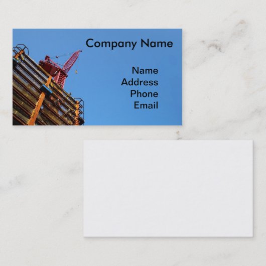 クレーンとのモダンな建物の高層デザイン 名刺 (正面/裏面)