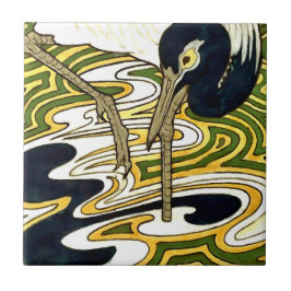 クレーンとオダマキ（植物）Neinhuisタイル解釈 タイル