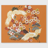 クレーンとカラー桜。カラフルフローラ ラッピングペーパー (フラット)