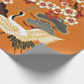 クレーンとカラー桜。カラフルフローラ ラッピングペーパー (角)