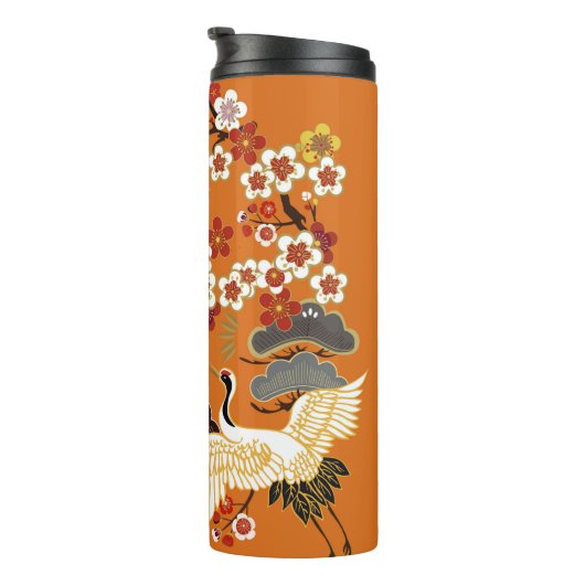 クレーンとカラー桜。シームレスフローラ  タンブラー (回転右)