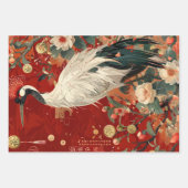 クレーンと東洋の女性のスタイルの切り離 ラッピングペーパーシート (正面)