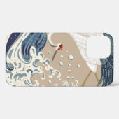クレーンと波日本ののイラストレーション。伝統的 Case-Mate iPhoneケース (裏面 (横))