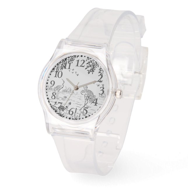 クレーンと蓮の風景のシーンの腕時計 腕時計 (傾斜)