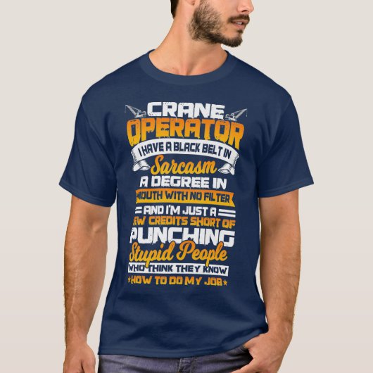 クレーンのオペレータおもしろいギフトフックOper8rプレミアム Tシャツ (正面)