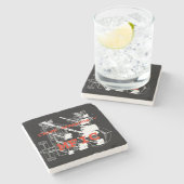 クレーンのオペレータ= MFICヴィンテージクローラクレーン白 ストーンコースター (横)