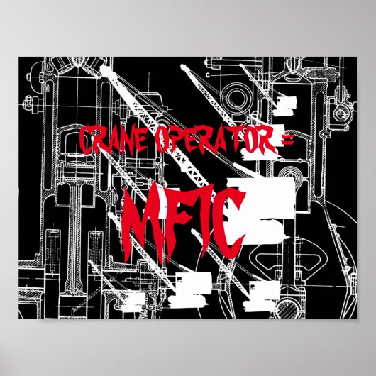 クレーンのオペレータ= MFICヴィンテージクローラクレーン白 ポスター (正面)