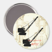 クレーンのオペレータ=MFICヴィンテージクローラクレーン黒 マグネット (正面/裏面)