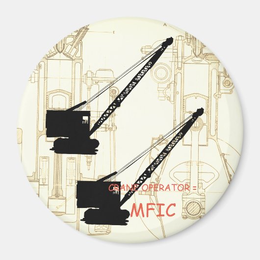 クレーンのオペレータ=MFICヴィンテージクローラクレーン黒 マグネット (正面)