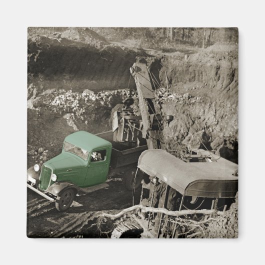 クレーンのカラスプラッシュシボレー運転技術者 マグネット (正面)