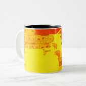 クレーンのショベル操作技術者芸術ブルドーザー日 ツートーンマグカップ (正面左)