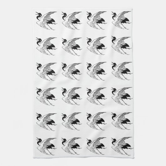 クレーンのヴィンテージの日本のなスケッチ キッチンタオル (縦)