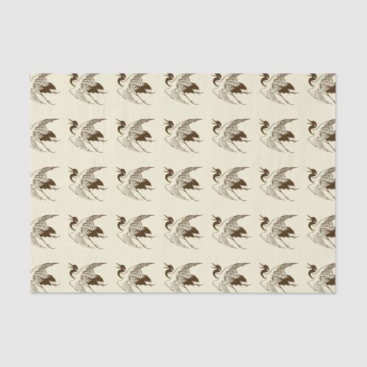 クレーンのヴィンテージの日本のなスケッチ、ブラウン 薄葉紙 (正面)